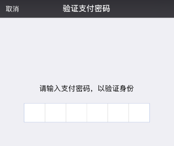 验证支付密码（请输入支付密码，以验证身份）