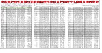 中国银行信用卡不良透支催收