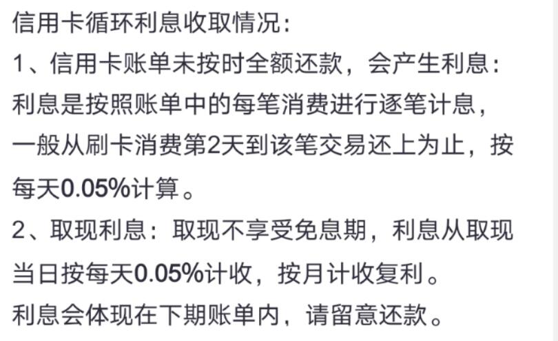 信用卡循环利息收取情况